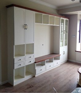 南京装修公司白色电视柜