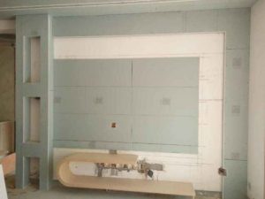 南京装修木工制作弯曲电视柜