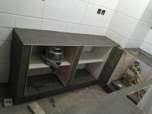 南京装修工地直播厨房砖砌橱柜