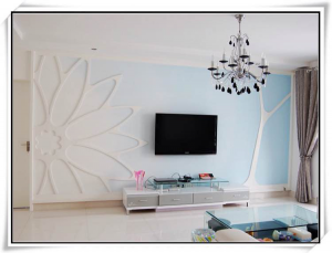 南京装修公司家庭装修荷花造型背景墙