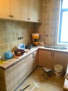 南京装修工地直播厨房砖砌橱柜