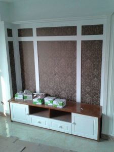 南京装修工地直播电视背景墙