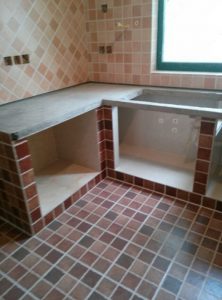 南京装修工地在线砖砌橱柜制作中