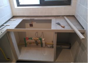 南京装修工地瓦砖砌橱柜