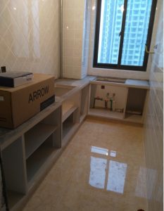 南京装修工地瓦砖砌橱柜施工