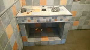 南京江宁富力城地中海风格装修工地实拍砖砌橱柜