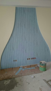 南京装修工地实拍背景墙上漆