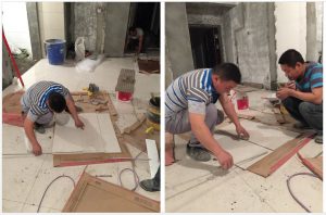 南京威尼斯水城十一街区三房瓦工装修进行中瓦工龚师傅