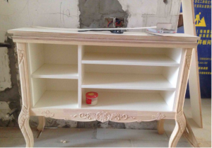 南京聚宝山庄杜英社区121平木工装修工地实拍电视柜