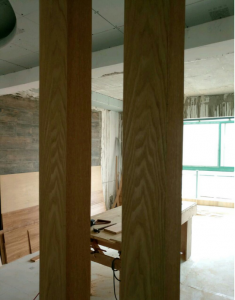 南京揽翠苑246平木工装修工地玄关