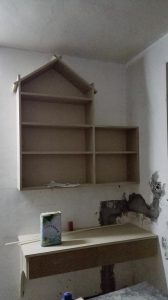 南京建宁新村62平老房木工装修工地书柜