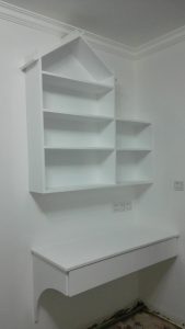 南京建宁新村62平老房木工装修工地小书柜