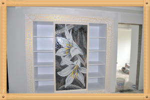 南京颐和家园跃层瓦工、木工、油漆王立亮联合制作裂纹漆效果背景墙