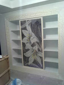 南京颐和家园跃层瓦工、木工、油漆王立亮联合制作裂纹漆效果完成