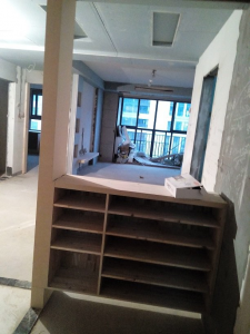 南京江宁紫峰公馆木工装修工地实拍鞋柜