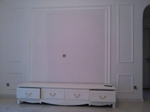 南京三室两厅97平木工装修工地直播电视柜