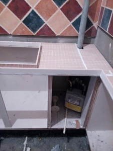 南京平治东苑 89平美式地中海砖砌橱柜