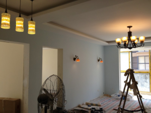 南京王子公馆111平地中海装修风格装修工地实拍客厅