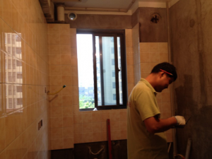 南京111平地中海装修风格瓦工装修工地实拍