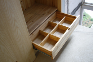 南京小复式公寓装修木工现场施工记录抽屉