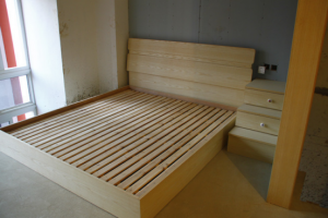 南京小复式公寓装修木工现场施工记录床