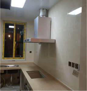 南京银城花园装修工地厨房砖砌橱柜