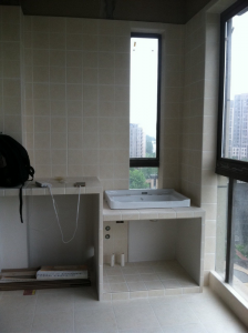 南京浦口江月府86平木瓦工装修工地实拍阳台