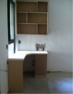 浦口江月府86平两室一厅木工施工中 南京装修工地书桌