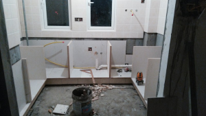 兰亭苑124平混搭风(瓦工施工篇)南京装修工地在线砖砌橱柜