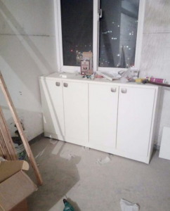 南京金地湖城艺境118平三室两厅装修工地实拍柜子