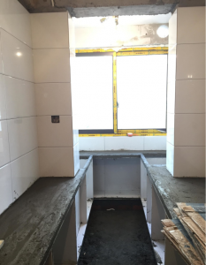 南京蓝天园67平瓦工装修工地实拍砖砌橱柜