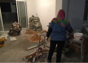 南京旭日上城84平瓦工装修工地