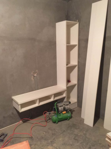 南京六合金都悦园68平木工装修现场鞋柜