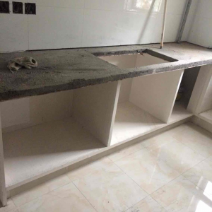 南京90简约装修瓦工装修工地在线！砖砌橱柜