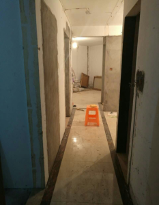 南京百家湖126平二手房装修瓦工装修工地走廊
